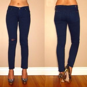 🆕 7 For All Mankind Skinny Distressed Navy Jeans